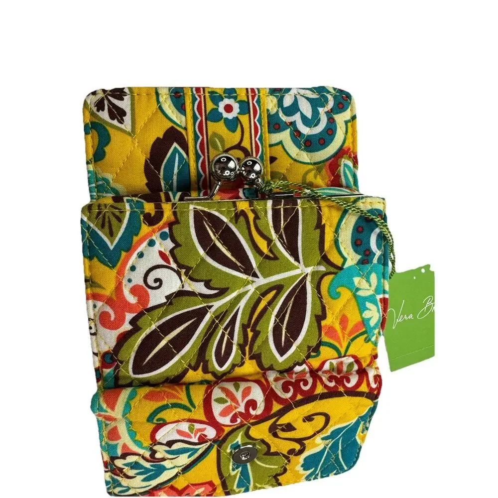 Vera Bradley Euro Wallet Provencal Yellow Floral Quilted Trifold kisslock retire - Picture 4 of 13